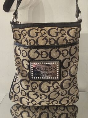 GUESS Los Angeles Beige & Brown Logo Crossbody Bag